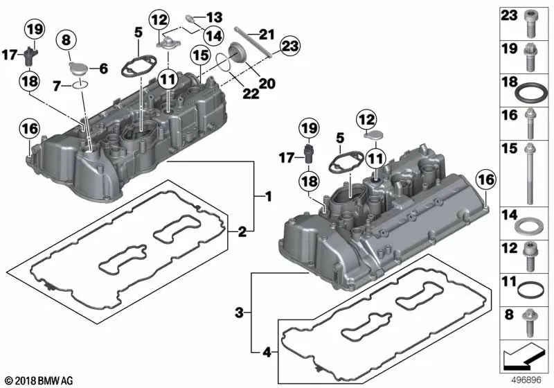 Tampa da cabeça do cilindro OEM 11128648131 para BMW F10 M5, F06 M6, F85 X5 M, F86 X6 M... e muito mais. BMW genuíno.