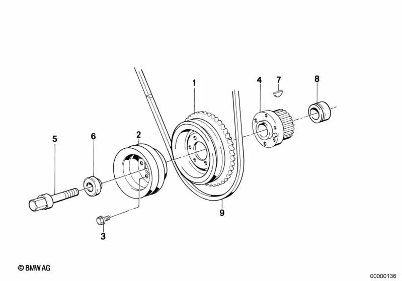 Polea para BMW E30, E34 (OEM 11231717717). Original BMW.