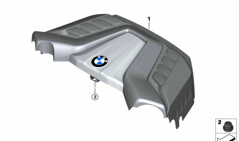 Cubierta insonorizante del motor OEM 13717634293 para BMW F15 (X5 xDrive50i) y F16 (X6 xDrive50i). Pieza original BMW.