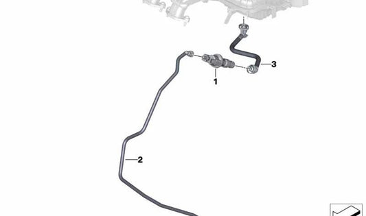 Condotto di sfiato del serbatoio OEM 13907623241 per BMW i3 60Ah, i3 94Ah, i3 120Ah, i3s 120Ah. BMW originale.