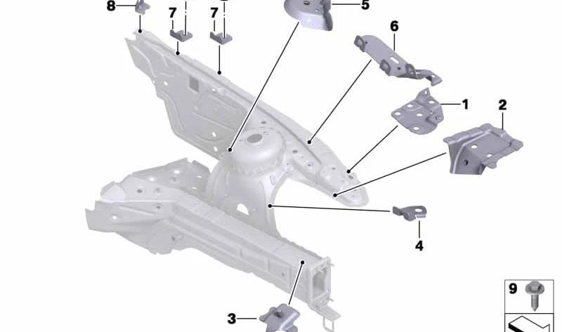 Soporte izquierdo para latiguillo de freno OEM 41007224911 para BMW Z4 E89 sDrive18i, sDrive20i, sDrive23i. Original BMW.