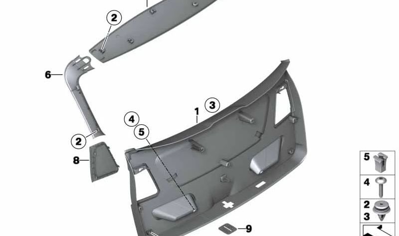 Cobertura esquerda do portão traseiro OEM 51497260047 para BMW F25. BMW original.