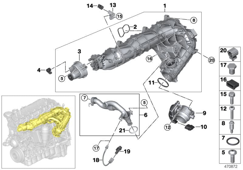 Elemento de fijación OEM 11617807483 para BMW E90, E91, E92, E93, F07, F10, F11, F01, F02, E70, E71. Pieza original BMW.