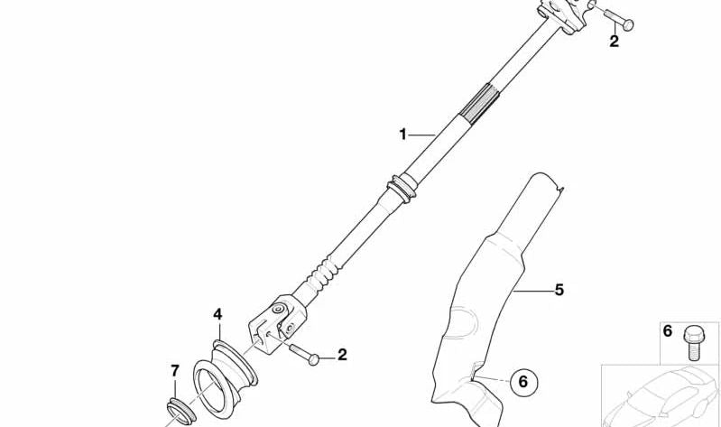 Eje de dirección inferior OEM 32316753800 para BMW E39. Original BMW.