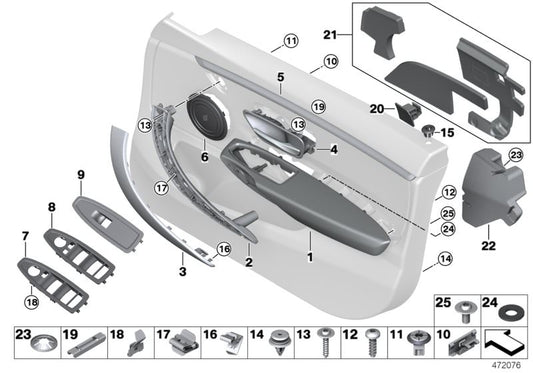 Embellecedor interruptor elevalunas lado conductor OEM 51417283832 para BMW F20, F21, F30, F31, F34, F36, F80. Original BMW.
