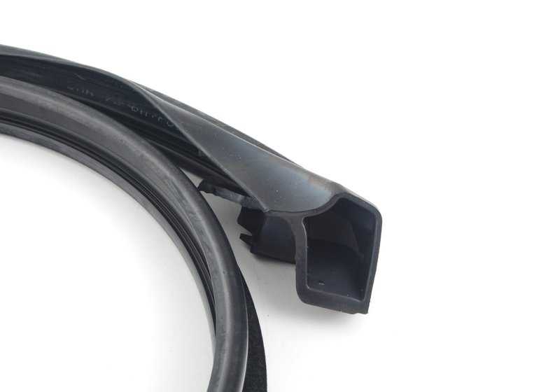 Junta de goma OEM 51217057507 para BMW Serie 5 {E60, E60N, E61, E61N}. Sello original para puerta delantera izquierda (zona techo). Recambio original BMW.