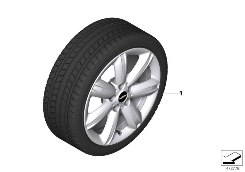 Rueda de invierno completa JCW Star Spoke 539 17” con neumático Bridgestone Blizzak LM-001 OEM 36110048006 para MINI F60 (todos los modelos compatibles). Original MINI.