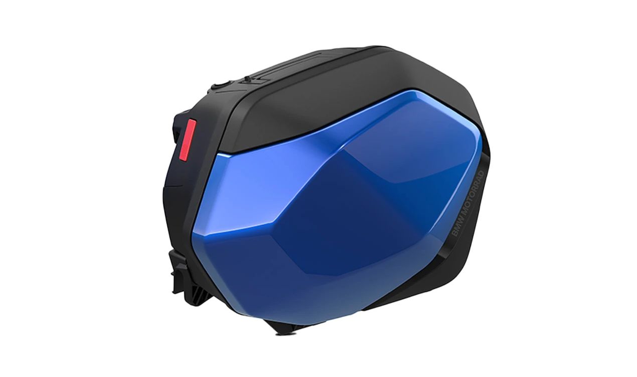 Racingblue Metallic Right Trunk Lid OEM 77415B5C032 for BMW Motorrad R1300R, R1300RS. Original BMW Motorrad.