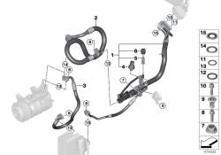 Doppio tubo del refrigerante per BMW F20N, F21N, F22, F23, F30N, F31N, F34N, F35N, F32, F33, F36 (OEM 64539337126). BMW originale.