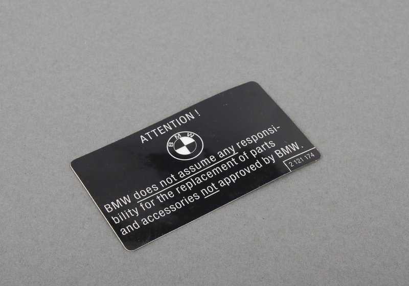 Placa informativa OEM 51142121174 para BMW E32 y BMW Motorrad R248, R21. Pieza original BMW.
