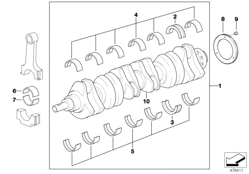 Cigüeñal sin cojinetes OEM 11211432275 para BMW E36, E39. Original BMW.