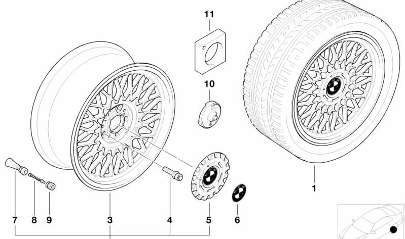 Herramienta para quitar tapa de buje (nabenabdeckung) OEM 36131093549 para BMW E39. Original BMW.