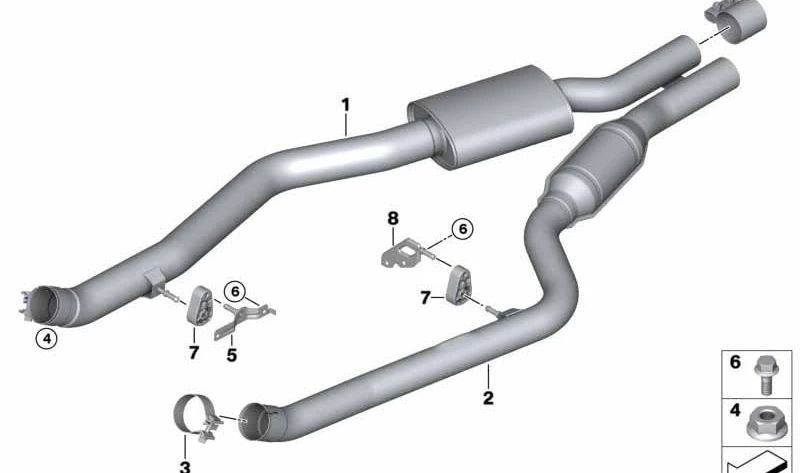 Silencioso intermedio OEM 18307848146 para BMW E70, E71. Original BMW.