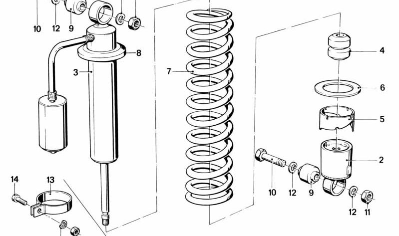 Soporte trasero del amortiguador OEM 33531241755 para BMW Serie 3 E30. Pieza original BMW.