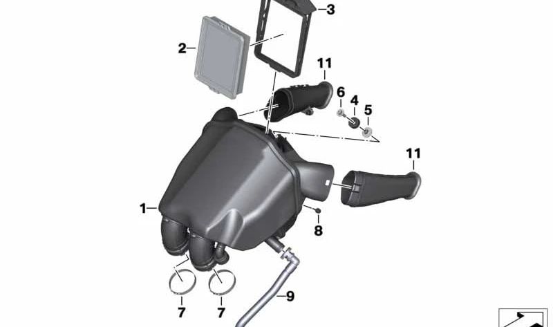Esnórquel de aspiración izquierdo OEM 13718558947 para motos BMW F 750 GS, F 850 GS, F 900 GS, F 900 XR... y más. Original BMW Motorrad.