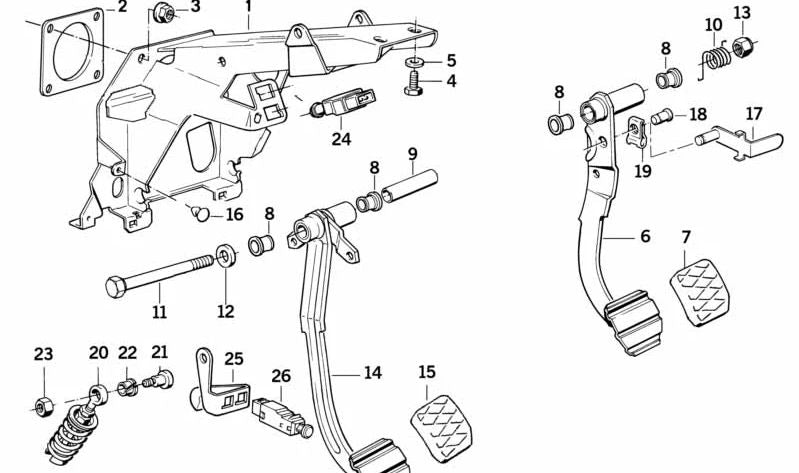 Resorte de pedal de freno OEM 35211161327 para BMW E34, E32. Original BMW.