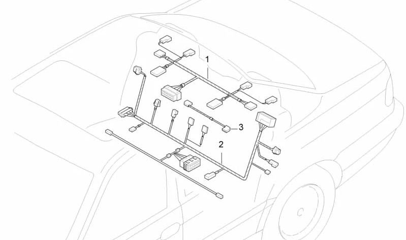 Cableado para calefacción de asiento y reposacabezas trasero OEM 61128370797 para BMW E38. Original BMW.
