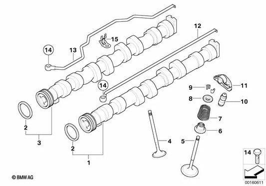 Oil channel outlet side OEM 11127537056 for BMW 1 Series E81, E87, 3 Series E90, E91, E92, E93, 5 Series E60, E61... and more. Genuine BMW.