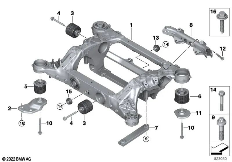 Rubber mount for BMW I20 (OEM 33306888961). Original BMW