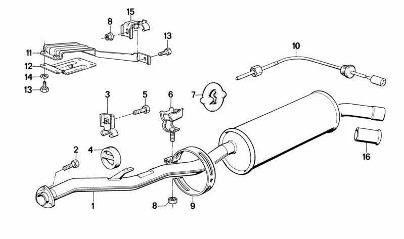 Exhaust system for BMW 3 Series E30 (OEM 18121178410). Genuine BMW