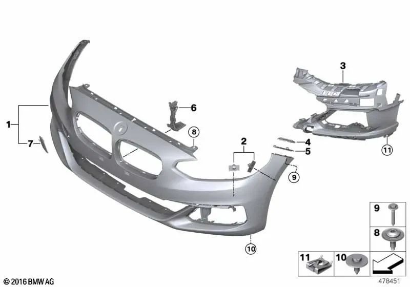 Primed front bumper trim for BMW F52 (OEM 51110050599). Original BMW.