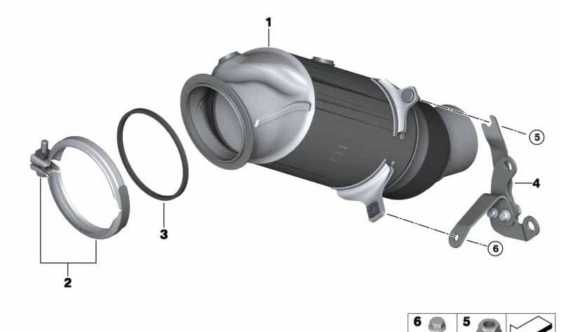 Soporte catalizador cercano al motor OEM 18327643425 para BMW F20, F21, F22, F23, F30, F31, F34, F32, F33, F36, F07, F10, F11, F06, F12, F13, F25, F26, F15, F16. Original BMW.