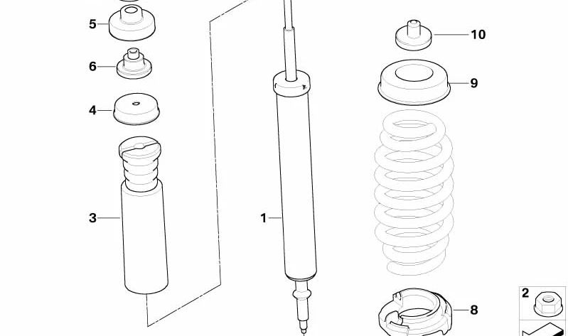 OEM rear shock absorber 33526771555 for BMW E81, E87, E87N. Original BMW.