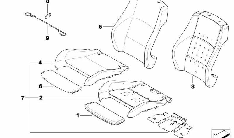 Linksleder -Ledersitz 52107247323 für BMW E88. Originaler BMW Ersatz.