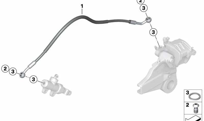Latiguillo de freno trasero OEM 34327710821 para BMW Motorrad S 1000 RR (SK46) 2009-2014. Original BMW Motorrad.