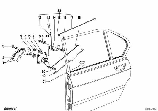 Maneta de puerta delantera izquierda OEM 51211800665 para BMW Serie 3 E21, Serie 5 E12, Serie 6 E24... y más. Original BMW.