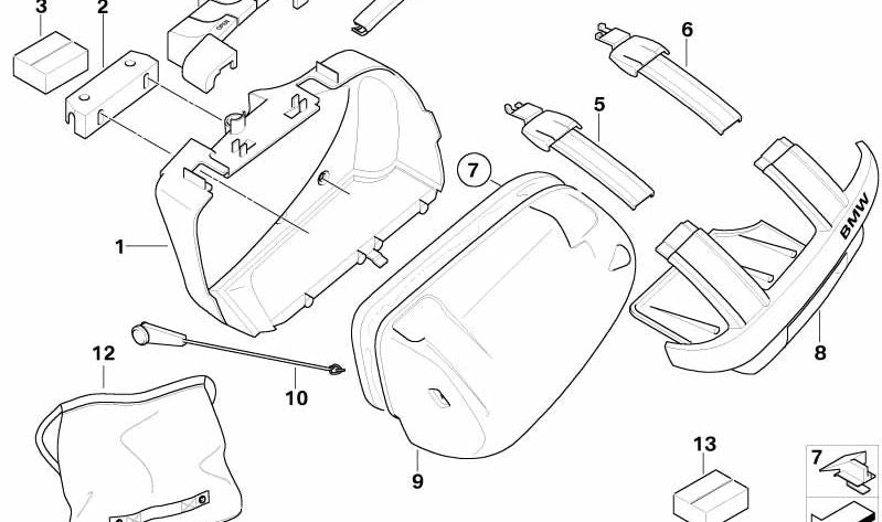 Fondo de maleta izquierda OEM 71607719741 para BMW Motorrad F 800 GT (FK71), F 800 R (FK73). Compatible con modelos 2009-2019. Recambio original BMW Motorrad.