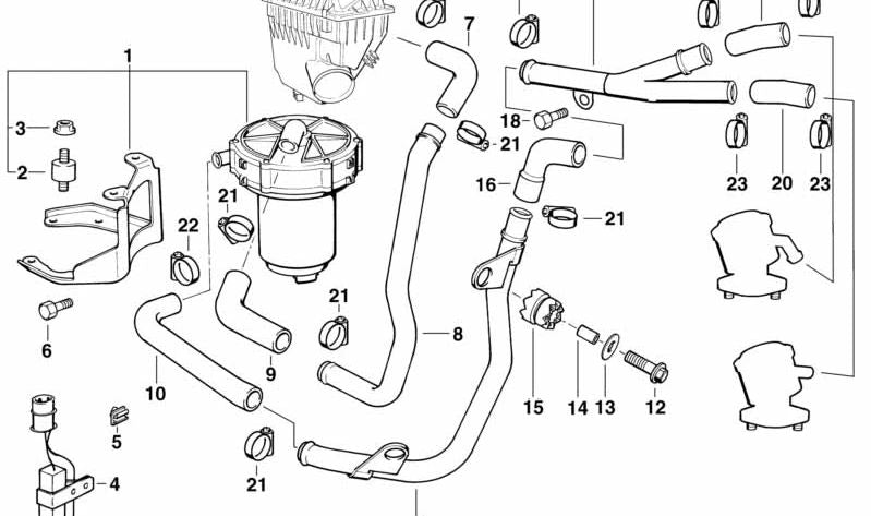 Tubo flexible de admisión OEM 11721704089 para BMW E31. Original BMW.