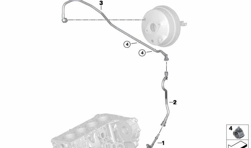 Tubo de vacío OEM 11667598230 para BMW F07, F10, F11, F06, F12, F13, F01, F02. Compatible con versiones 520d, 530d, 535d y xDrive. Original BMW.