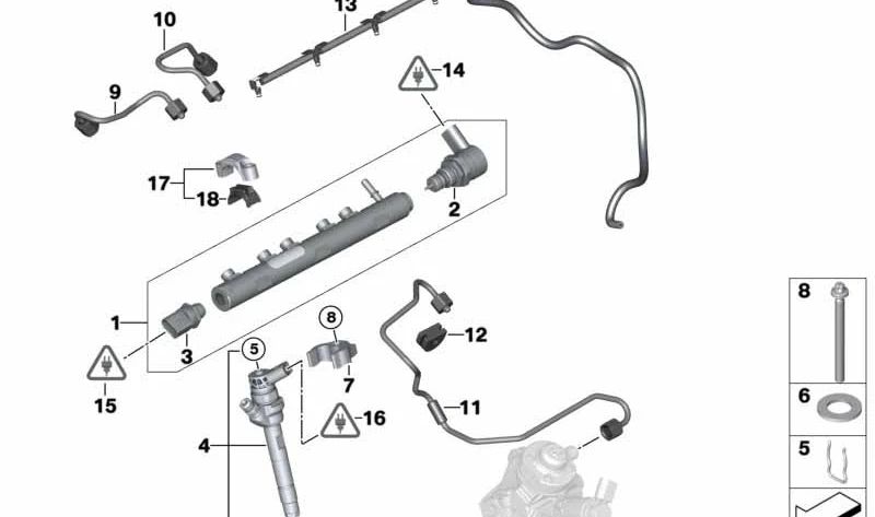 Pipe de haute pression OEM 13537797884 pour BMW E81, E82, E87, E88, E90, E91, E92, E84. BMW d'origine.