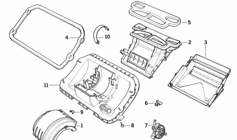 Tapa del sistema de calefacción OEM 64118390331 para BMW E36 316i (Modelos BE11, BE12, BE21, BE22, CA11, CA12, CA21, CA22, CA71, CA72). Original BMW.