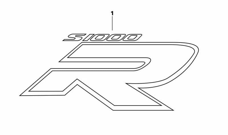 Emblema lateral "S1000R" izquierdo OEM 51149467519 para BMW Motorrad S 1000 R (SK63, 0E51A67). Original BMW Motorrad.