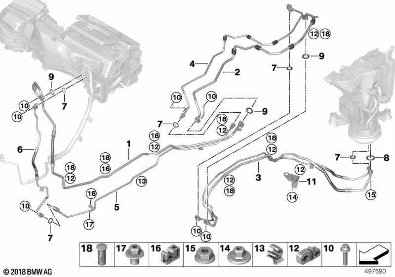 Underfloor Suction Line Part 1 for BMW G07 (OEM 64536813590). Original BMW.