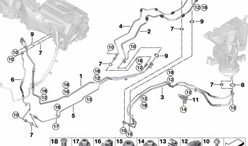 Tubo de aspiración del aire acondicionado OEM 64536813589 para BMW G07 X7. Original BMW.