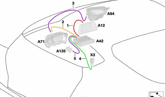 Cable de conexión HUD / cuadro instrumentos OEM 61118812603 para BMW F20, F21, F22, F23, F30, F31, F32, F33, F34, F36, F80, F87. Longitud 1135mm. Original BMW.