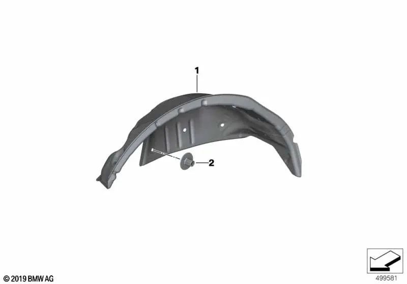 Isolamento acústico do arco da roda traseira esquerda para BMW Z4 G29 (OEM 51487456427). BMW original