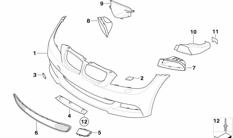 AIR AIR DROIT OEM 51742147270 pour BMW E90, E90N, E91, E91N. Partie du kit aérodynamique BMW Performance. BMW d'origine.