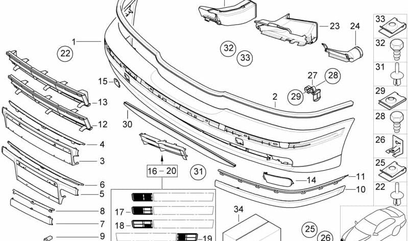Arandela plástica OEM 51118174849 para BMW E39. Pieza original BMW utilizada en la fijación de la moldura delantera. Original BMW.