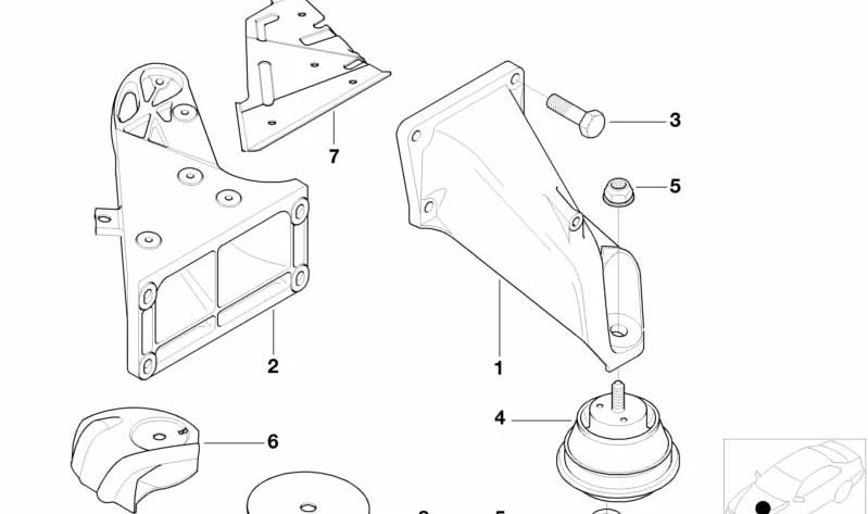 OEM left motor support 22111094697 for BMW E46, E85. Original BMW.