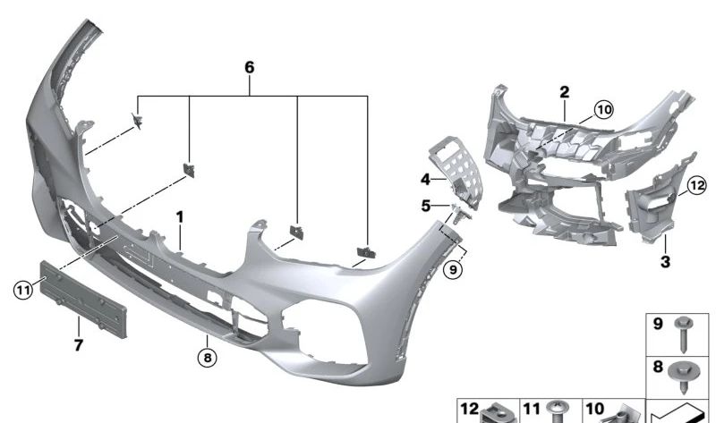 Soporte de matrícula delantero OEM 51118069224 para BMW X5 G05, X5L G18. Original BMW.
