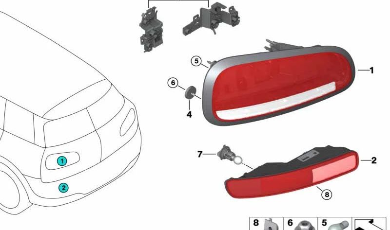 Left rear light OEM 63217484097 for MINI Clubman F54, Cooper, Cooper D, Cooper S... and more (05/2018 - 02/2024). Original MINI.