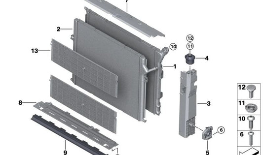 Rejilla protectora radiador OEM 17118485042 para BMW F20, F21, F22, F23, F30, F31, F32, F33, F34, F36. Original BMW.