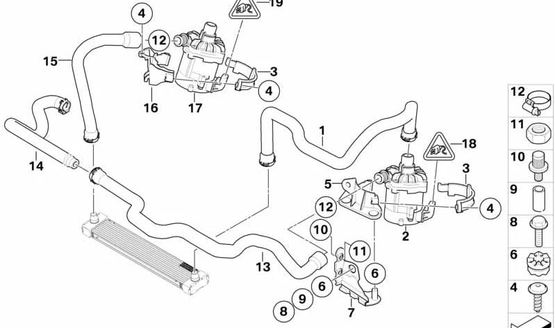 Trovalo del refrigerante per BMW X5 E70, X6 E71 (OEM 17127589735). BMW originale