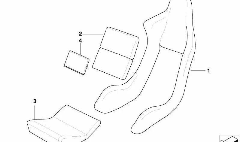 Cojín lumbar OEM 52107907172 para BMW E46. Aumenta la comodidad en el asiento deportivo Recaro. Original BMW.