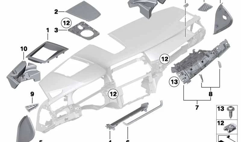 Cubierta embellecedora OEM 51459177581 para BMW F01, F02, F04. Original BMW.
