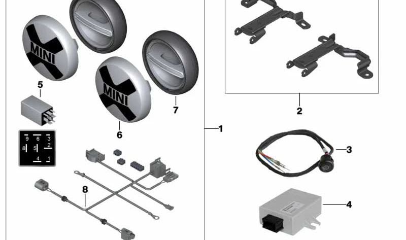 Soporte para faro suplementario OEM 63122355769 para MINI F55, F56, F57 Cabrio. Original MINI.
